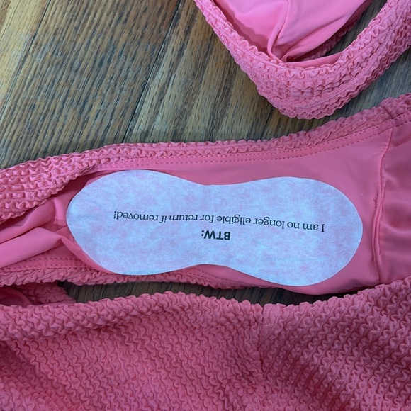Andie Bikini Set 90s High Waist Seersucker Textured Grapefruit size‎ S NWOT - Picture 4 of 5